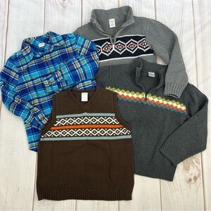 Gymboree Boy’s Bundle Sweaters Flannel Shirt 4-Pieces Sz S (5-6)